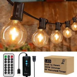 lot 1034 image: Ccinny 26FT 13 G40 LED Outdoor String Lights Waterproof with Dusk to Dawn,Dimmable Patio Lights for Outside, Shatterproof Bulbs(1 Spare) String Lights with Timer for Backyard Retail $19.99