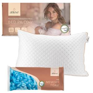 lot 1040 image: Atluxe Premium Shredded Memory Foam Pillow. Washable Cover from Rayon - for Side, Back, Stomach Sleepers - CertiPUR-US Certified (King (U.S. Standard) Retail $25.29