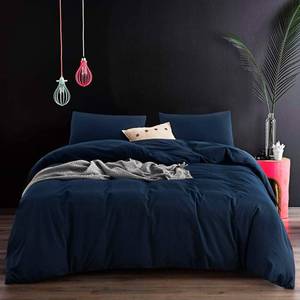 lot 1041 image: ECOCOTT Navy Blue Duvet Cover Full, 100% Washed Cotton 3 Piece Bedding Set 1 Duvet Cover with Zipper and 2 Pillowcases, Ultra Soft and Easy Care Breathable Duvet Cover (Navy Blue, Full) Retail $52.99