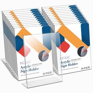 lot 1045 image: Relx Acrylic Sign Holder 8.5 x 11, Acrylic Display Stand for Display, Slant Back Acrylic Display Stand, Clear Frames Plastic Sign Holder for Store, Restaurant (10 Pack) Retail $29.99