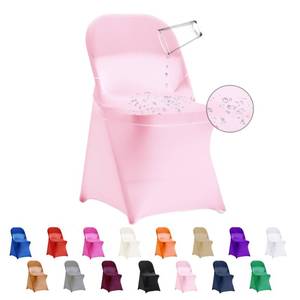 lot 1047 image: eccwai 12 PCS Waterproof Stretch Spandex Folding Chair Covers, Dining Room Chair Slipcovers Protector for Wedding, Banquet, Party, Holidays, Celebration and Decoration��Pink��