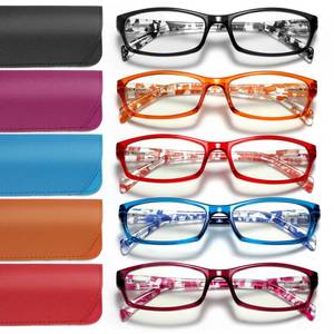 lot 1048 image: kunchu 5 Pack Reading Glasses for Women - Blue Light Blocking Spring Hinge Computer Readers Anti Glare UV Eyeglasses (MIX1, 1.5) Retail $24.99