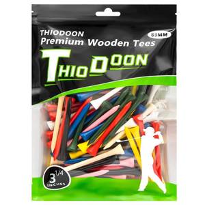 lot 1057 image: THIODOON Golf Tees Professional Natural Wood Golf Tees Pack of 100, Golfing Tees Multiple Colors Size 3-14 inch, 2-34 inch or 2-18 inch, Tall Golf Tees Bulk Reduce Side Spin and Friction Retail $9.99