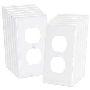 lot 1063 image: Bates- White Outlet Covers, Wall Plates, Pack of 12, Electric Wall Plate Cover, Outlet Plate, Plug Cover, Outlet Covers, Power Retail $9.98