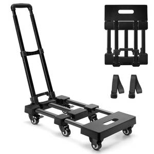 lot 1075 image: KEDSUM Upgraded Folding Hand Truck, 600lbs Heavy Duty Foldable Dolly Cart, Adjustable Handle Luggage Cart, Utility Cart with 6 Wheels & 2 Lashing Straps for Airport, Travel, Moving, Shopping, Office Retail $59.99