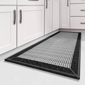 lot 1077 image: Cognitixx Kitchen Rugs, Non Skid Washable Kitchen Floor Rugs Absorbent Kitchen Mats with Rubber Backing, Durable Woven Floor Mats for Kitchen, Home, Farmhouse, Front of Sink (Black, 20 x 32) Retail $28.74