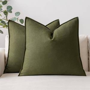 lot 1090 image: MIULEE Pack of 2 Olive Green Pillow Covers 26x26 Inch Decorative Couch Throw Pillow Covers Christmas Linen Cushion Covers Set Modern Farmhouse Home Decor for Sofa Living Room Bed Retail $29.99