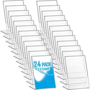 lot 1092 image: Thyle 24 Pieces Acrylic Picture Frame 3.5 x 5 Inch Acrylic Sign Holder Clear Photo Frame Plastic Stand Slant Back Table Top Display Suitable for Home Restaurant Wedding Office Table Photos Menu Retail $30.25