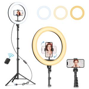 lot 1102 image: Weilisi 12 Selfie Ring Light with 63 Tripod Stand, Dimmable LED Ring Light with Phone Holder and Wireless Remote, 2-in-1 Ring Light & Selfie Stick for PhotographyMakeupLive StreamYouTube Retail $42.17