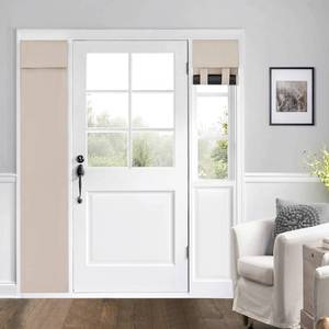 lot 1107 image: Mecodeco Blackout Door Curtains, Elegance French Door Curtains for Privacy, Easy Installed Door Panels, Room Darkening Door Window Curtains (Beige, 12W69L) Retail $17.50