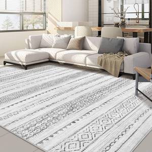 lot 1119 image: Area Rug Living Room Rugs 5x7 Large Soft Machine Washable Boho Moroccan Farmhouse Neutral Stain Resistant Indoor Floor Rug Carpet for Bedroom Nursery Dorm Classroom Playroom Dining Room - Grey Retail $51.86
