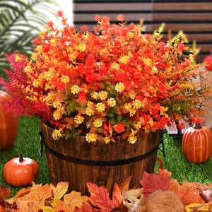 lot 1134 image: Yastouay 9 Bundles Faux Mums for Outside, UV Resistant Artificial Mums Flowers for Outdoors, Fake Mums Fall Flowers No Fade for Front Porch Farmhouse Garden Home Thanksgiving Fall Decor Retail $17.50