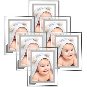 lot 1136 image: Yopih 4x6 Picture Frame Set of 6, Glass Photo Frames Made of High Definition Real Glass, Transparent Free Standing Desktop Display Stand, with Horizontal or Vertical Placement Retail $41.24