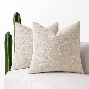 lot 1138 image: MIULEE Set of 2 Beige Throw Pillow Covers 18x18 Inch Decorative Couch Pillow Covers Textured Boucle Accent Solid Pillow Cases Soft for Cushion Chair Sofa Bedroom Livingroom Home Decor Retail $22.49