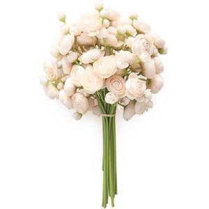 lot 1141 image: Floroom Ranunculus Artificial Flowers 18 Pcs Champagne Faux Silk Mini Ranunculus Bulk Fake Wedding Filler Flowers for DIY Cream Bouquets, Centerpieces, Bridal Shower Decorations & Arrangements Retail $31.24