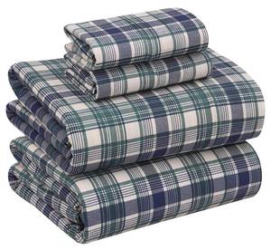 lot 1142 image: RUVANTI 100% Cotton Sheets - Crispy Cooling Percale Sheets for King Size Bed, Breathable & Durable King Sheet Set, 16 Inches Deep Pocket Bed Sheets, Greenish Blue Plaid, 4 Pieces Retail $59.99
