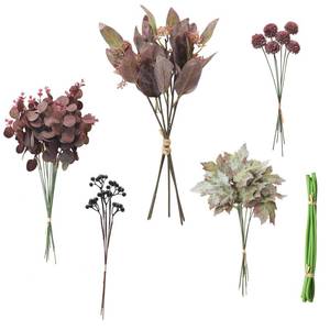 lot 1144 image: Floroom Artificial Greenery Stems Box Set, 36pcs with 5 Kinds of Faux Greenery Flowers Picks for DIY Bridal Bouquets Wedding Floral Arrangement Table Centerpieces, Burgundy & Mauve Retail $27.49