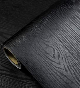 lot 1161 image: Black Wood Wallpaper - Peel and Stick Wallpaper Wood �� Black Wood Self-Adhesive & Removable Wallpaper for Countertop Furniture Kitchen Wall, Realistic Wood Sensation, Easy to Clean, 17.7�� �393�� Vinyl Retail $31.23