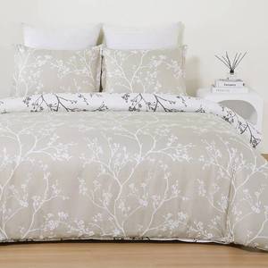 lot 1166 image: Soft Brushed Microfiber Duvet Cover Set with Zipper Closure and Corner Ties, BlossomBranch Floral Printed Pattern, Reversible Design, Olive Green and White- Queen Size 2 Pillow Shams Retail $36.99