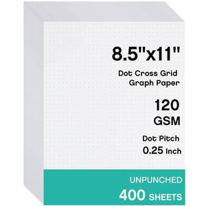 lot 1182 image: Sabary 400 Sheets Dot Cross Grid Graph Paper 8.5 x 11 Inches Letter Size Grid Paper Unpunched Refills Graph Paper Large Grid for Planning Bullet Journaling Thick Paper Smooth, White (Simple Style) Retail $19.92