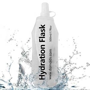 lot 1197 image: TXSN 500ML Soft Flask, Running Water Bottle Foldable TPU Hydration Flask for Running Hydration Pack Cycling Hiking Marathon, Clear Retail $14.51