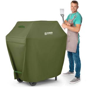 lot 1202 image: Zober BBQ Grill Cover - 58 Inch Waterproof Double Layered Fits Weber Gas Grill Cover Charbroil Grill & Smoker - Gas Grill Covers wAir Vents, Dual Handles - 600D Oxford Fabric, Gray Retail $24.99