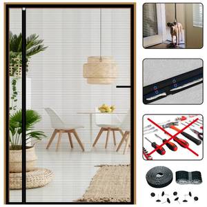 lot 1209 image: CHIYUNS Magnetic Screen Door Mesh 32 x 81.6 Inch, Fit Door Size 30 x 80 Inch, Reversible Left Right Side Opening, Grey Fiberglass Door Screen Magnetic Closure, Self Sealing, Keep Bugs Out Retail $24.99