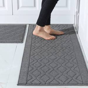 lot 1212 image: COSY HOMEER 48x20 Inch30X20 Inch Kitchen Rug Mats Made of 100% Polypropylene 2 Pieces Soft Kitchen Mat Specialized in Anti Slippery and Machine Washable (Grey) Retail $37.49