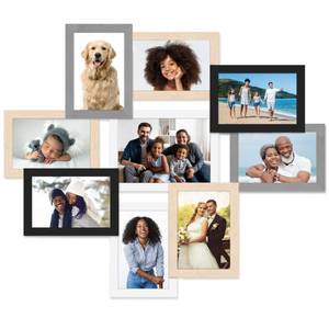 lot 1213 image: Icona Bay Picture Collage Frames, Mixed Colors, One 5x7 Surrounded by Eight 4x6 Inch, 9 Openings Total, Self-Assembly Modern Style Wood Composite Frame, Wall Mount Only, Bliss Collection Retail $22.49