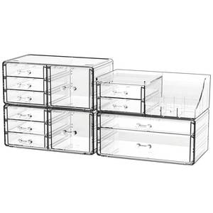lot 1217 image: Cq acrylic 4 Pack Clear Makeup Organizer for Counter,12 Drawers Stackable Skincare Organizer,Large Cosmetic Storage Organizer for Jewelry,Hair Accessory,Beauty,Skin Care,Vanity Organizers and Storage Retail $37.99