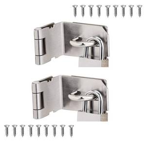 lot 1220 image: 90 Degree 4 Inch Right Angle Padlock Hasp, Stainless Steel Safety Door Latches, Solid Gate Latches Brushed Finish Retail $11.70