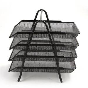 lot 1222 image: Mind Reader - 4-Tier Paper Tray, Desktop Organizer, File Storage, Workspace, Office, Metal Mesh, 12L x 13.75W x 12.5H, Black - Black Retail $26.55