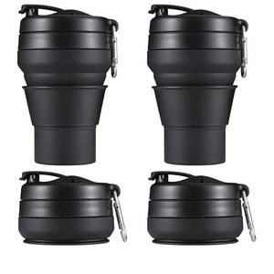 lot 1229 image: EASYXQ 2PACK Collapsible Coffee Cup, 16 OZ 480ml Silicone Folding Camping Cup, Leak Proof BPA Free Portable Cup, Sport Bottle with Lids for hiking (Black) Retail $18.49