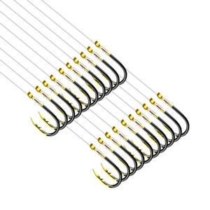 lot 1251 image: Dyxssm Small Fishing Hooks with Line, Pre Tied Tiny Fishing Hook on Nylon Line (Pack of 20) (Black Gold, 6# (7.7lb-11lb)) Retail $17.25