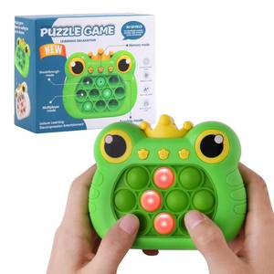 lot 1255 image: Pop Fidget Toys Handheld Game for Teens, Push Bubble Light up Puzzle Game Machine & Best Gifts for Kids, Quick Push Games Educational Sensory Toys, Stress Relief Party Favors Toy Age 3-12�� (Frog-G) Retail $9.99