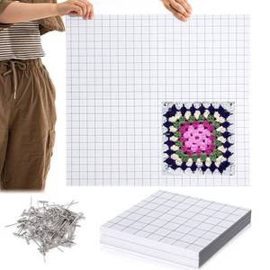 lot 1263 image: Wavwavw 24 x 24 Foldable Crochet Blocking Board with Pegs 0.47 Thickness Square Blocking Mats with Grid for Knitting and Crochet Projects with 50 T-pins Knitting Projects Gifts Retail $22.58