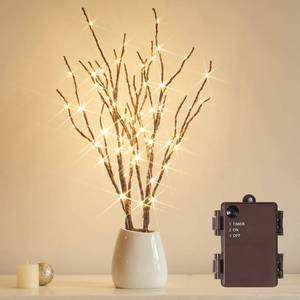 lot 1272 image: Fudios Lighted Branches with Timer 70 LED Fairy Lights 18in Battery Operated, Willow Branches with Lights for Vase Christmas Holiday Home Decor Retail $29.94