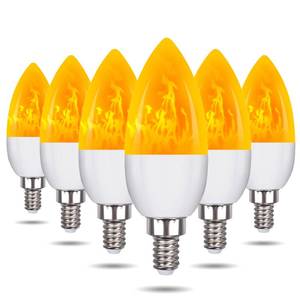 lot 1278 image: Ladiwanka E12 LED Candelabra Flame Light Bulbs for Outdoor Use, 3 Mode 1.2 Watt 1800K Warm White Orange Led Flame Bulb, Halloween Christmas Flame Light Bulb, 6 Packs Retail $21.07