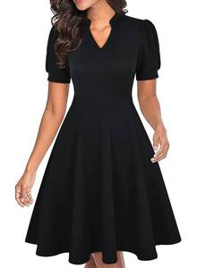 lot 1311 image: Mokayee Black Dresses for Womens 2024 Funeral Summer Short Sleeve Semi-Formal Knee Length Sunday Church Fit and Flare Flattering Business Casual Office Work Ladies Dress with Pockets M Retail $27.08