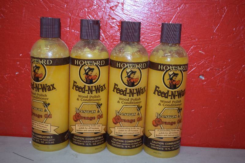 lot 52 image: 4 Bottles Howard Feed-N-Wax Wood Polish and Conditioner