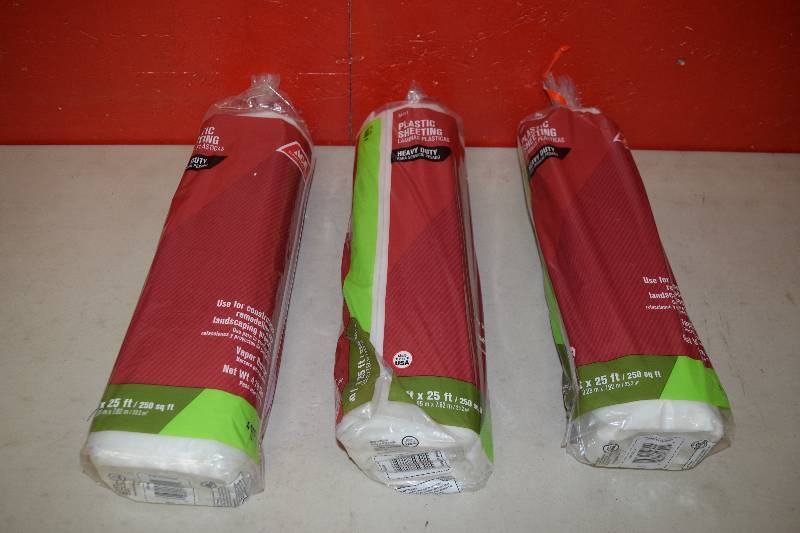 lot 38 image: 3 Rolls Heavy Duty Plastic Sheeting