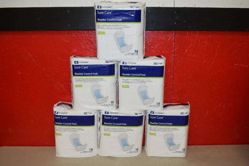 6 Packages Of 16 Sure Care Bladder Control Pads Belton All Star Merchandise And Good Sale Equip Bid