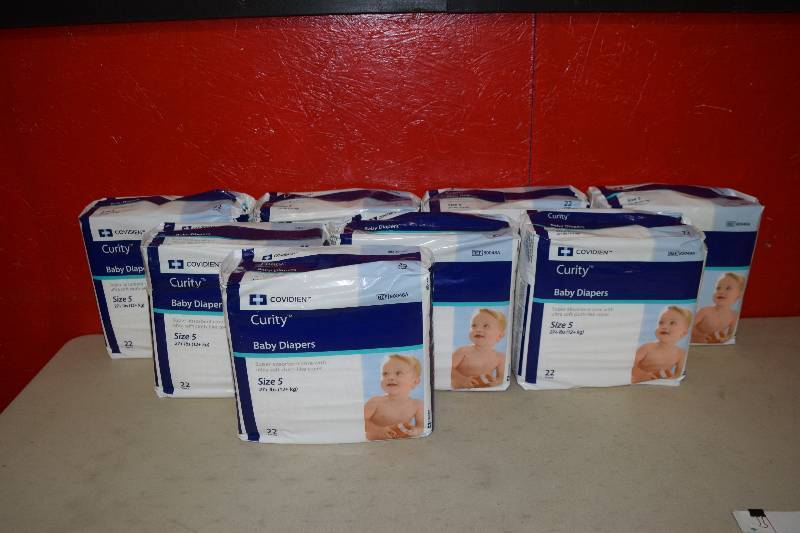 lot 193 image: 8 Packages of 22 Curity Baby Diapers
