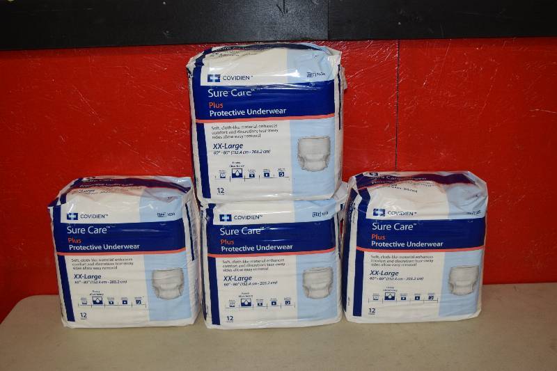 lot 194 image: 4 Packages of 12 Sure Care Plus Protective Underwear