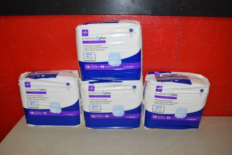 lot 196 image: 4 Packages of 18 Protective Underwear