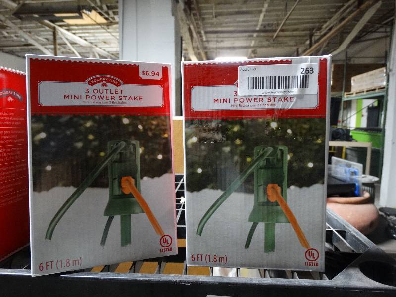 lot 263 image: 2- New in box 3 outlet power stakes
