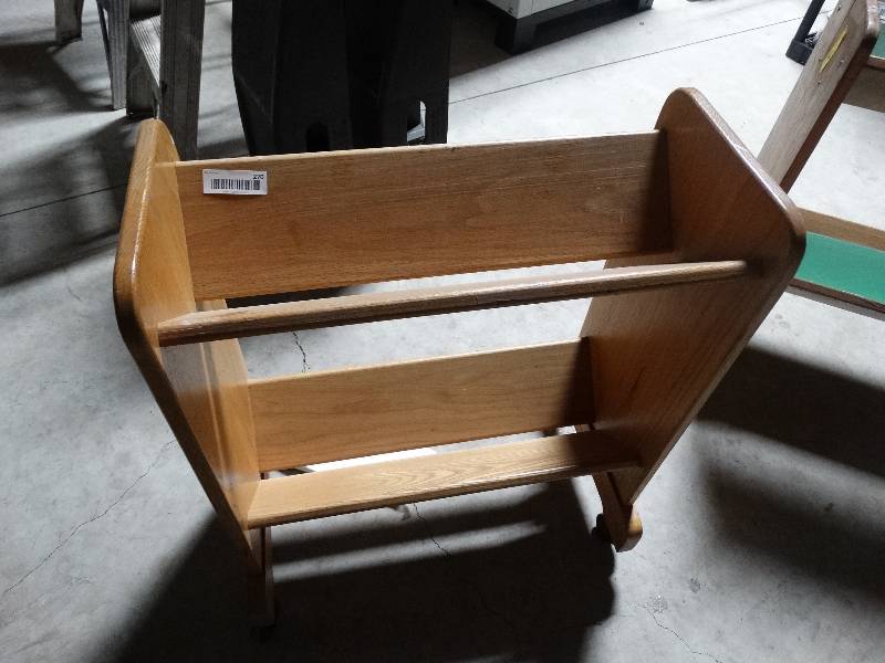 lot 270 image: Oak library book cart on wheels