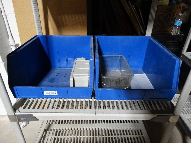 lot 279 image: 4 large plastic parts bins