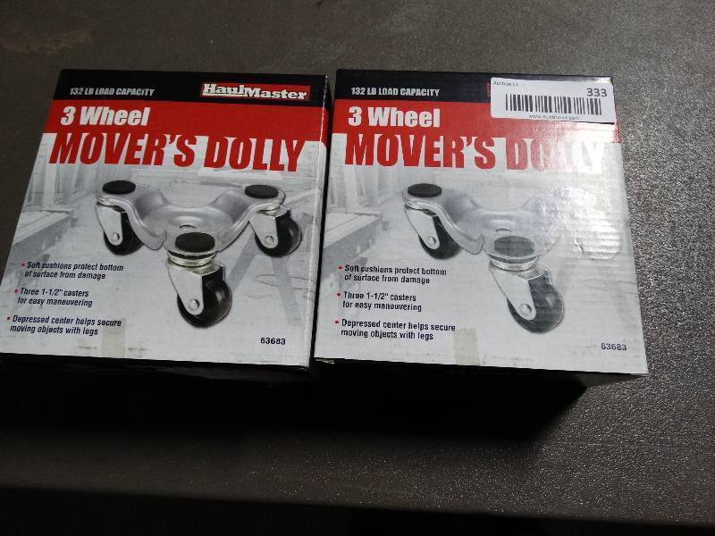 lot 333 image: 2 movers dollys- 3 wheel in boxes