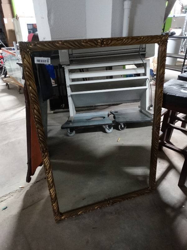 lot 385 image: Vintage wood frame wall mirror